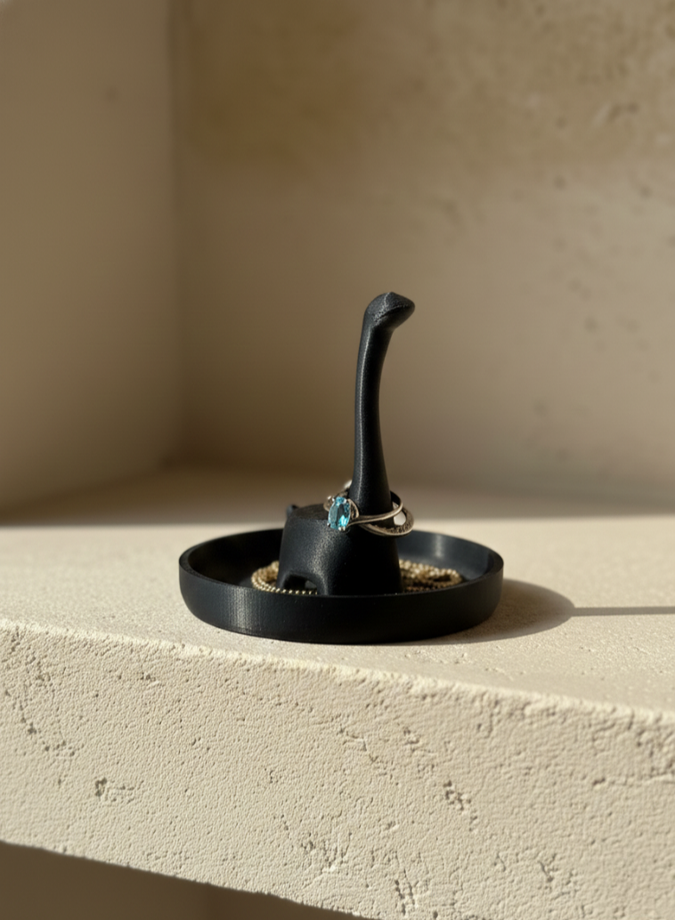 Whimsical Long-Neck Dinosaur Ring Holder Dish