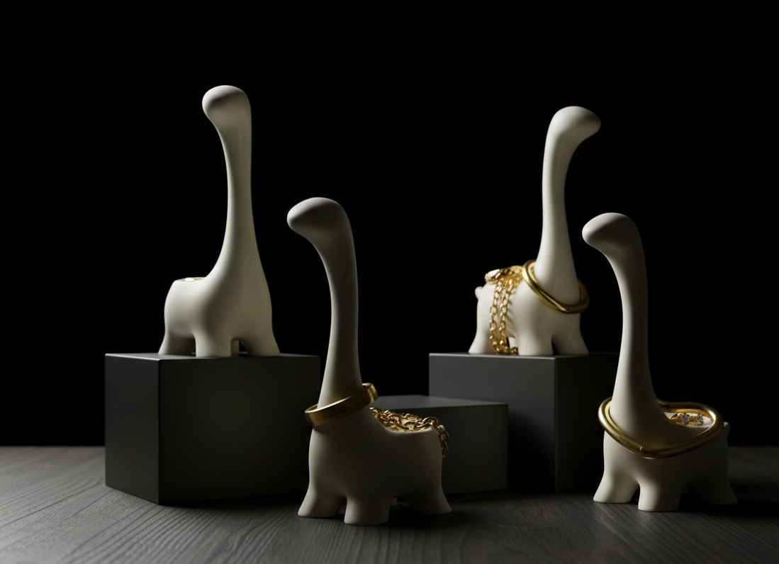Modern Matte White Sauropod Ring Holder