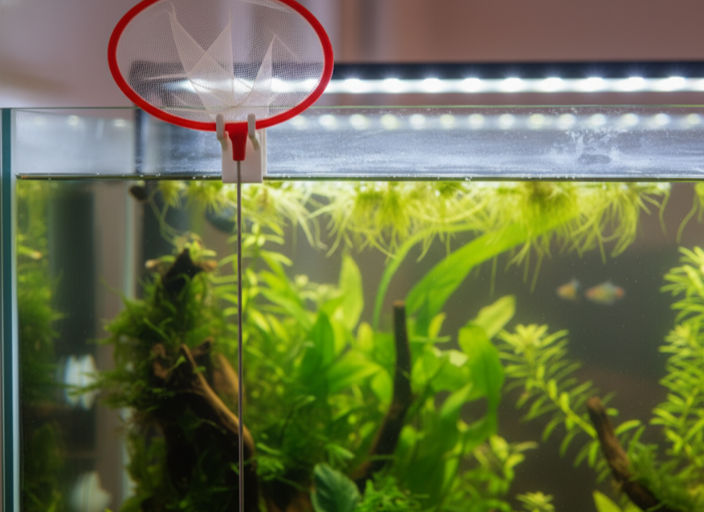 Aquatic fishing net holder