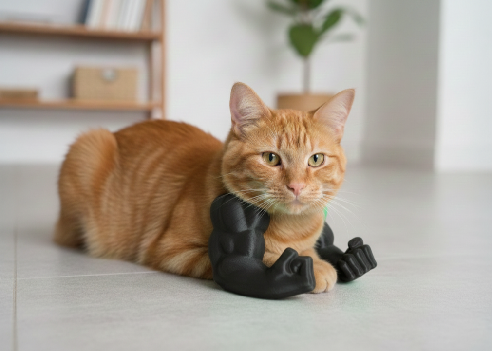Interactive Hulk arms on cat