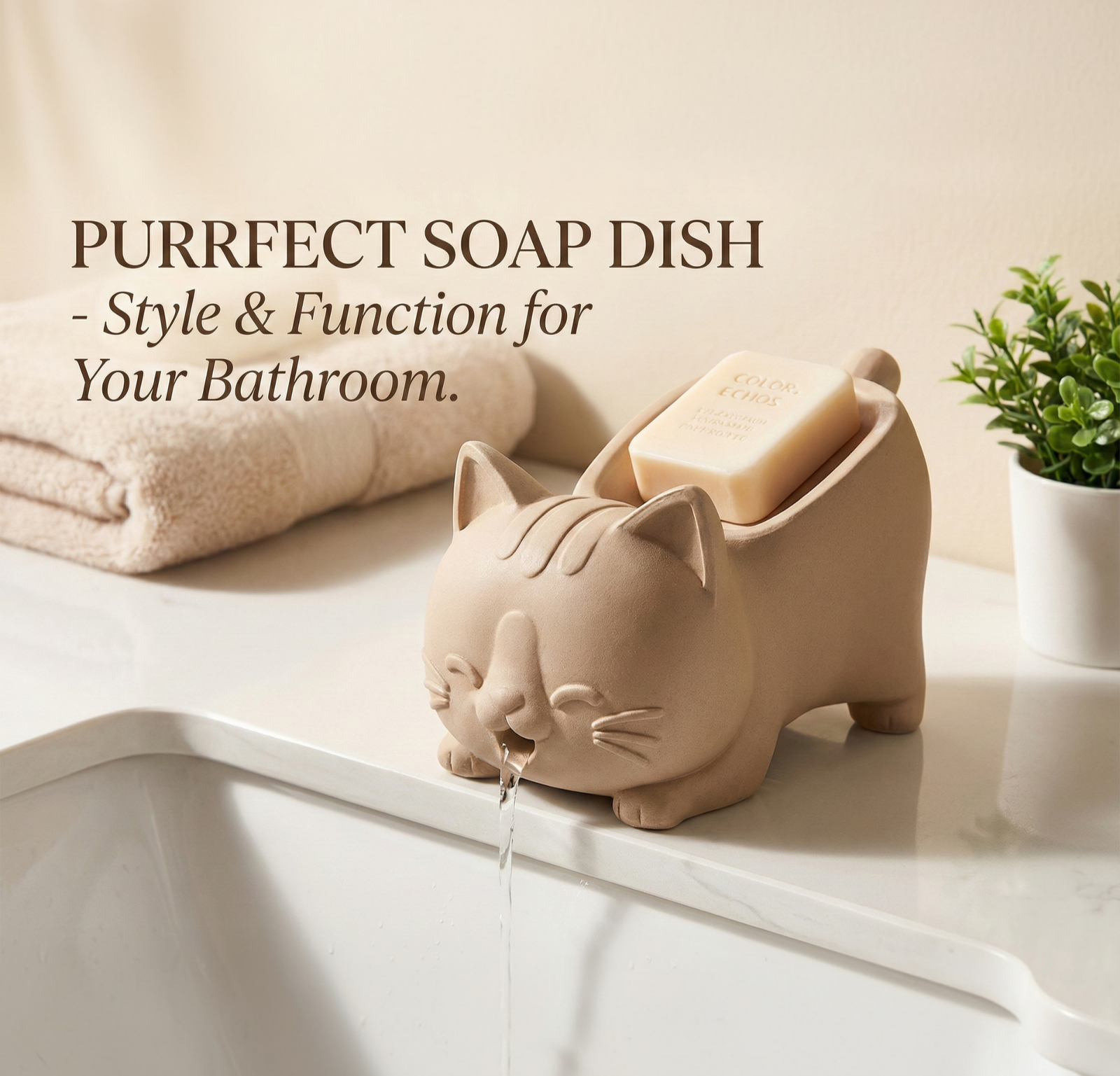 Whimsical Cat Self-Draining Soap Dish